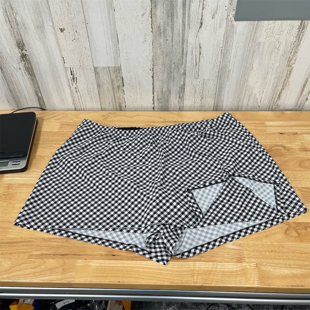 Catherines Swim Skirt Skort Womens Plus 2X Black & White Gingham Briefs sku651